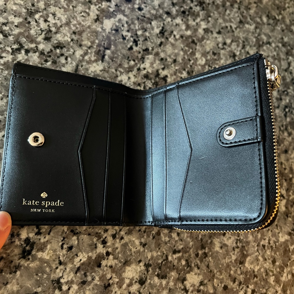 kate spade Black Staci Small Zip Around Wallet